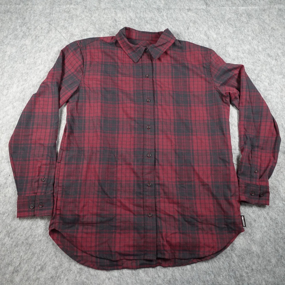 Outdoor Research Shirt Womens Large Red Black Kulshan Flannel Plaid Button Up